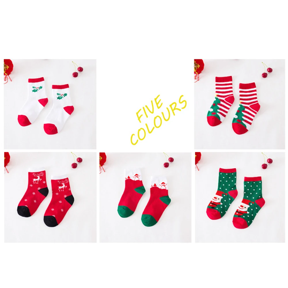 5 пар/компл. хлопковые носки для малышей рождественские мальчиков и девочек