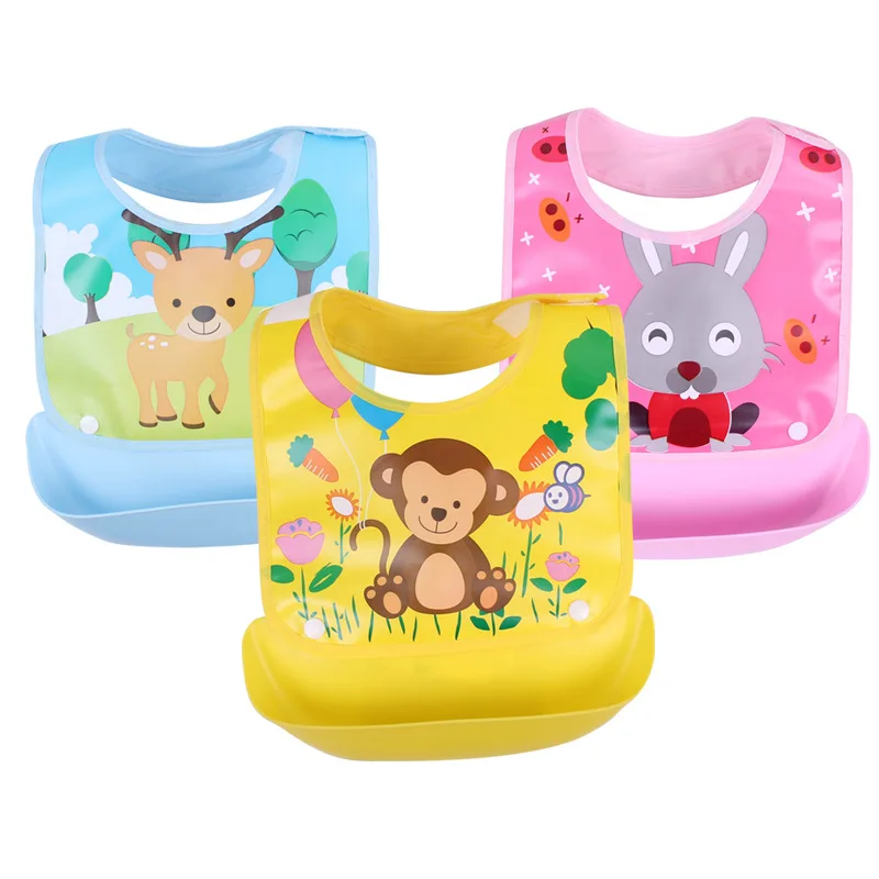 

Kids Feeding Accessories Newborn Cute Cartoon Feeding Cloth Towels Children Apron Detachable Baby EVA Waterproof Feeding Bibs
