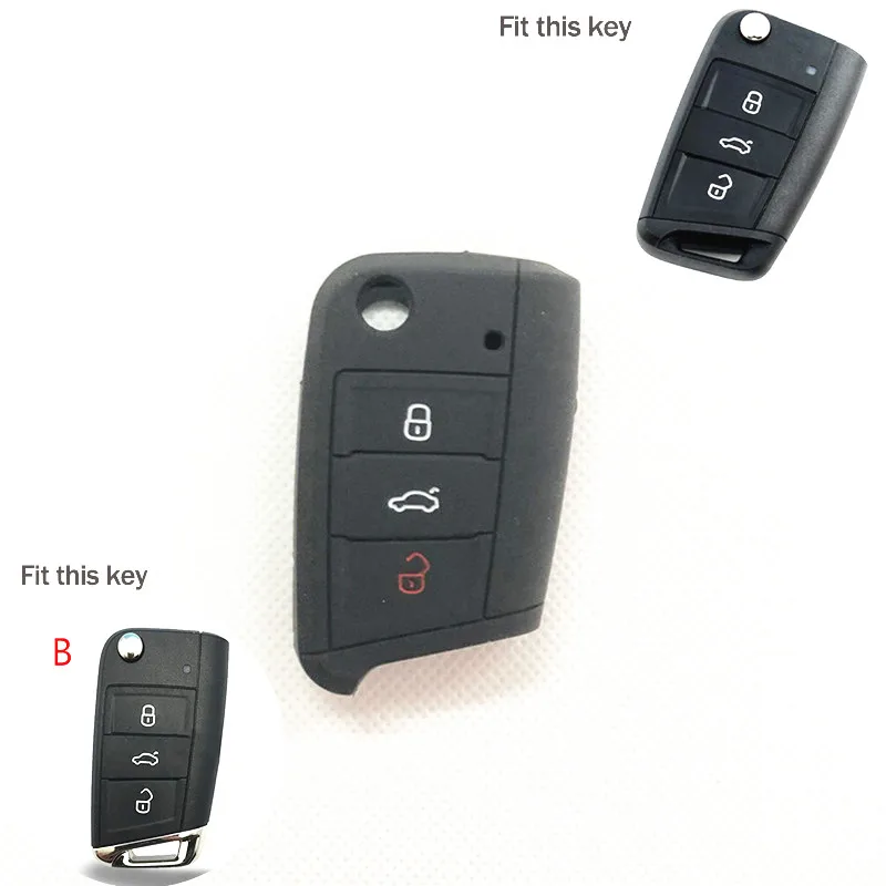 B Black Силиконовый чехол для ключей для Volkswagen Skoda Octavia Yeti Roomster Fabia Rapid Superb KODIAQ/Seat Leon Toledo Altea Ibiza - Название цвета: B Black