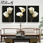 Алмазная вышивка FULLCANG 5d сделай сам, белый цветок, тюльпан, алмазная живопись, Триптих, полный квадратный, Круглый, сверло, домашний декор FC2874