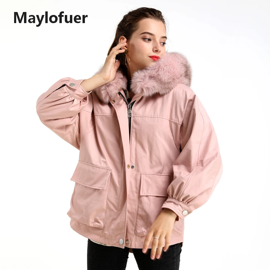 Новинка 2019 парка Maylofuer из натурального меха женская короткая со съемной