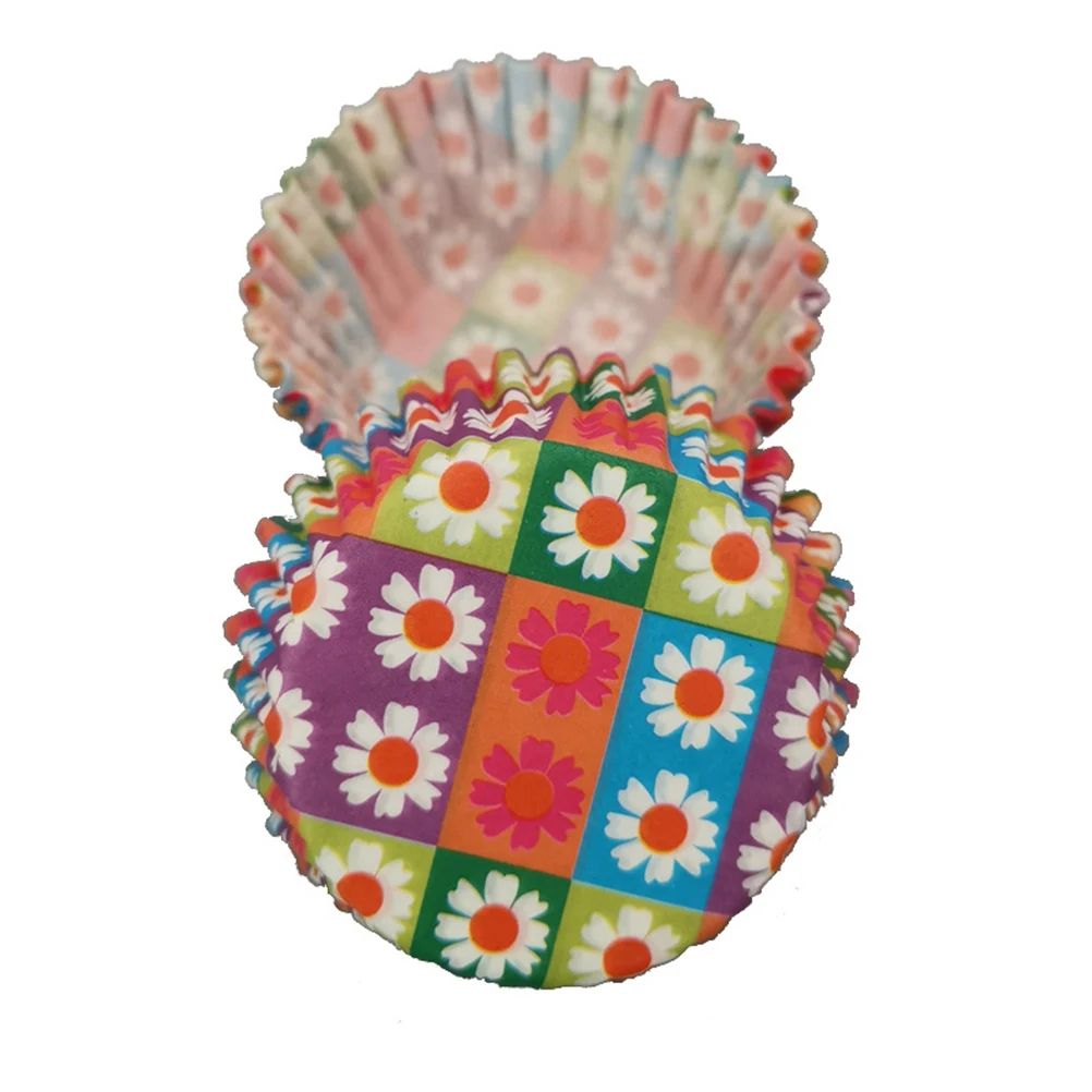 100 шт. бумажный стаканчик с цветочным принтом Маффин обертки для кексов бумажные