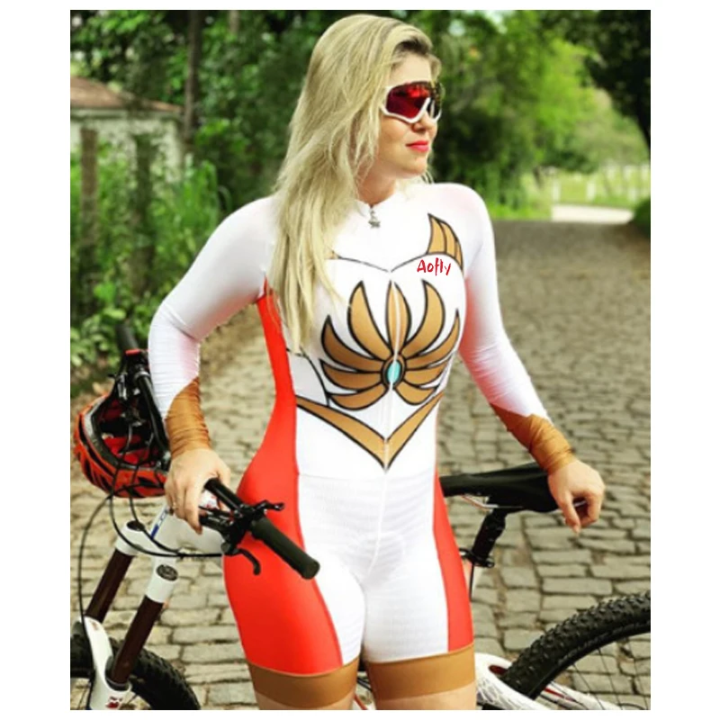 

2021 Women's Professional Triathlon Long Cycling Skinsuit Sets Macaquinho Ciclismo Feminino Go Pro Team Aofly Jumpsuit Summer