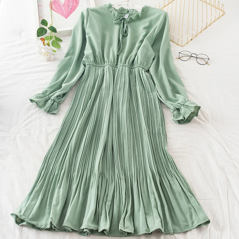 Женское шифоновое платье средней длины плиссированное праздвечерние чное с