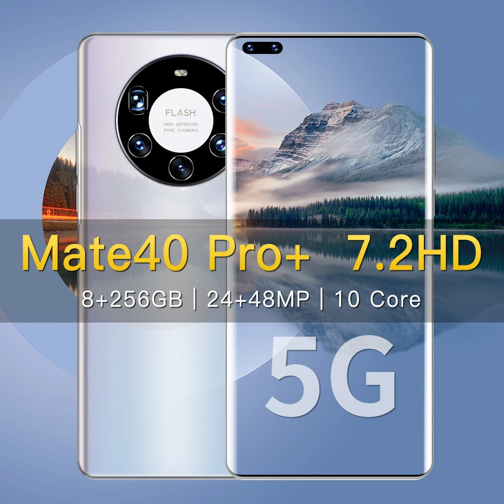 

Global Version Smartphone Mate40 Pro+ 7.2inch Big Screen 8+256GB Android Telephone 24MP+48MP HD Camera Dual SIM Card Mobilephone