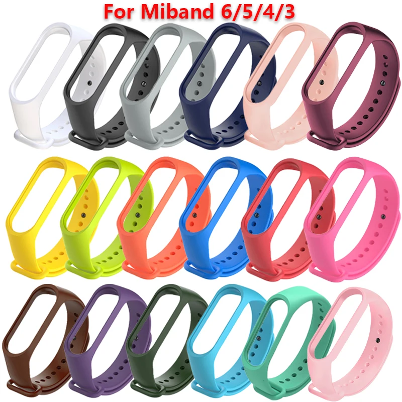 Silicone Bracelet for Xiaomi Mi Band 6 5 4 3 Sport Wristband Mi Band 5 6 Band4 replacement straps For mi band 3 Smart watch band