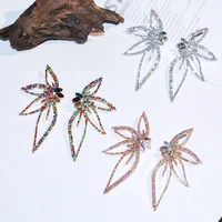exaggerated crystal flower dangle earrings for women girls bling rhinestone geometric dangle earring wedding accessories gift