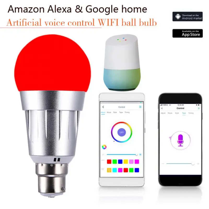 Светодиодная лампа E27 B22 Smart WiFi светильник лампы 7 Вт RGB магический Wake Up s совместим