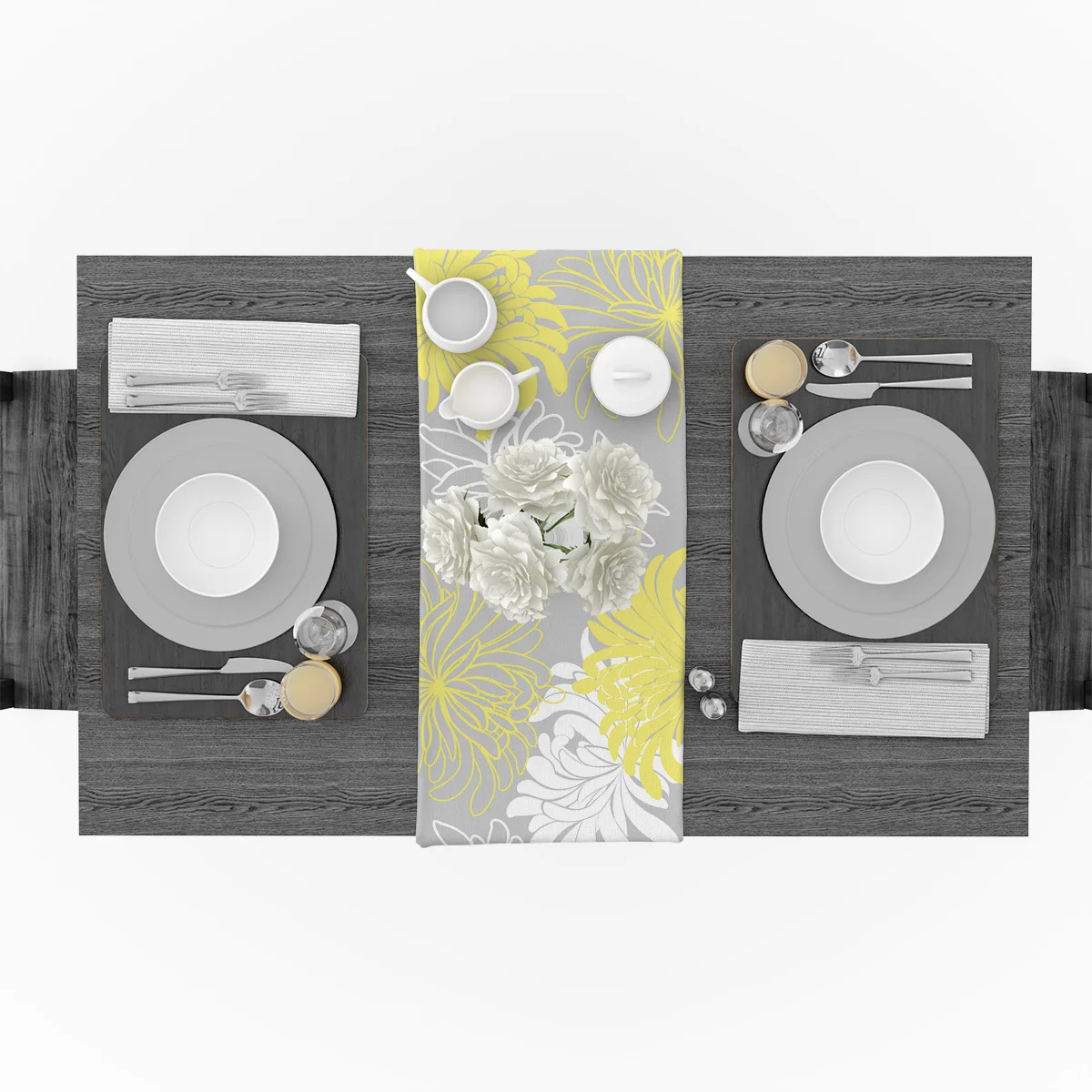 Декоративная желтая белая серая настольная скатерть с флагом от Dahlia|Настольные