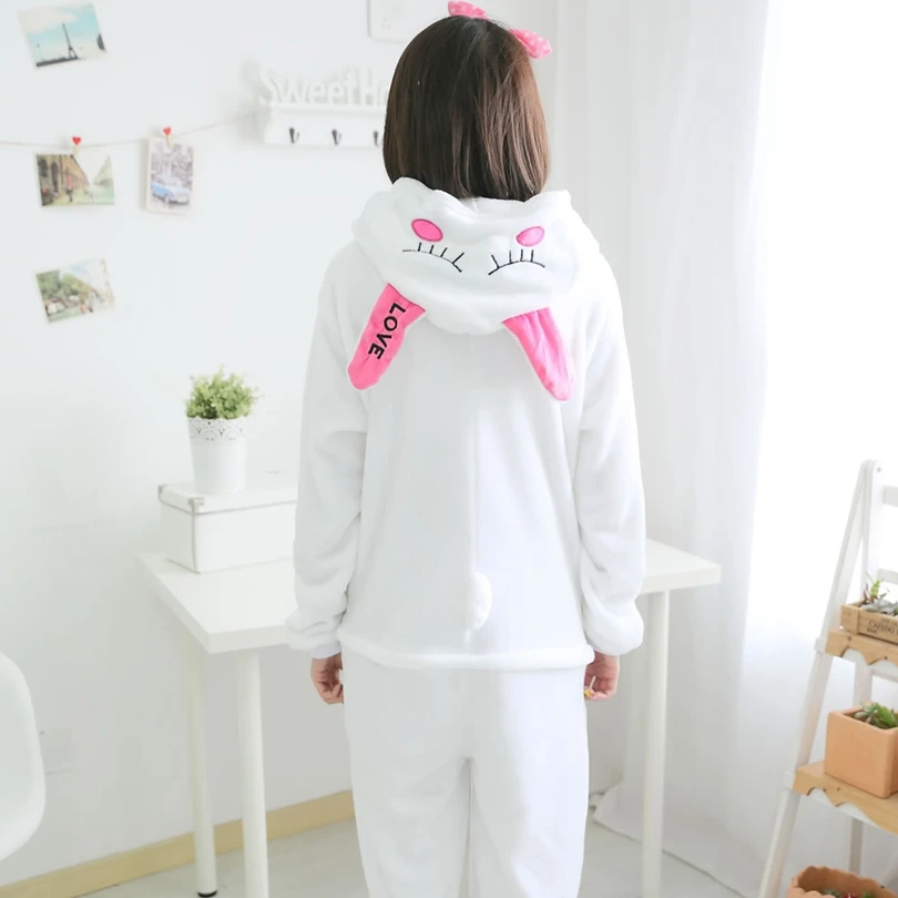 

Kigurumi Rabbit Costume Kids Pajama Adult Animal Onesie Women Men Hooded Kegurumi Sleepwear Flannel Pijamas