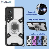 uflaxe shockproof casing for xiaomi mi 10t pro lite 5g mi 10s transparent back cover hard case with ring holder