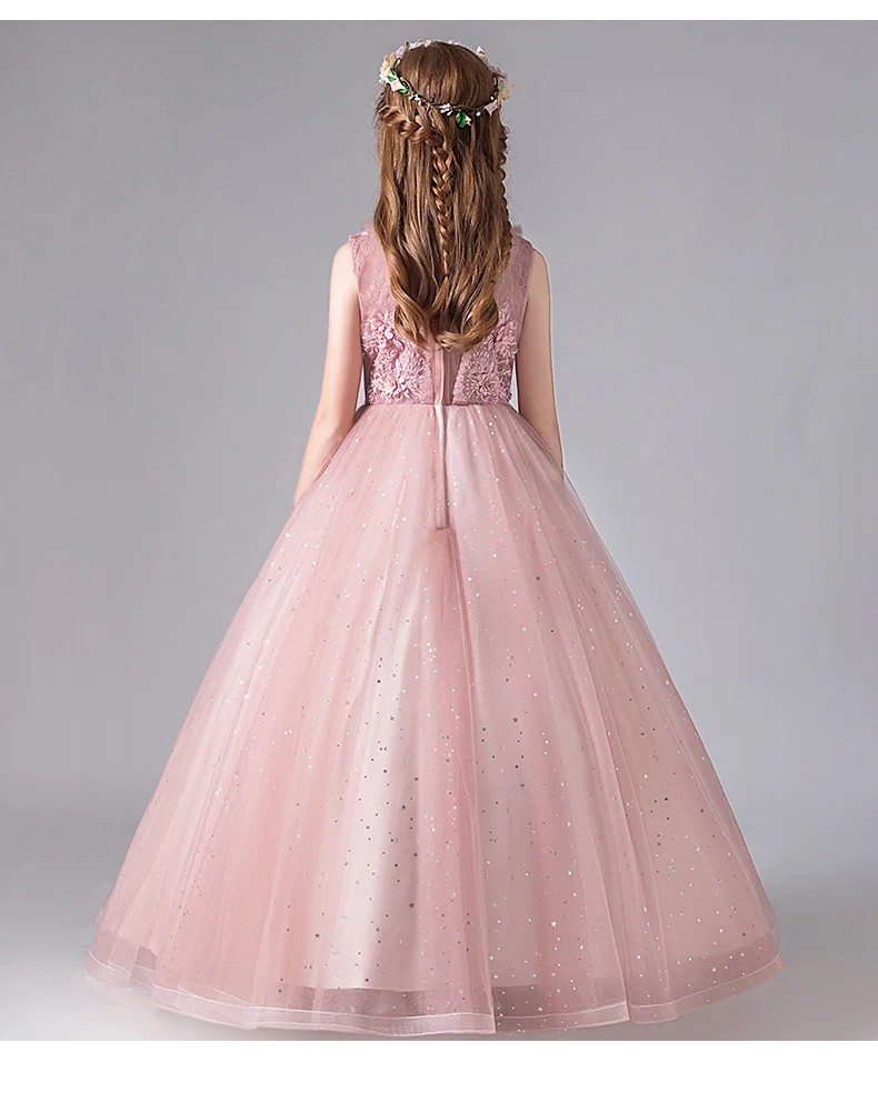 Beads Sequin Tulle Girl Pageant Princess Birthday Dress Long Wedding Baptism Kids First Communion Party Gown Flower Dresses | Детская