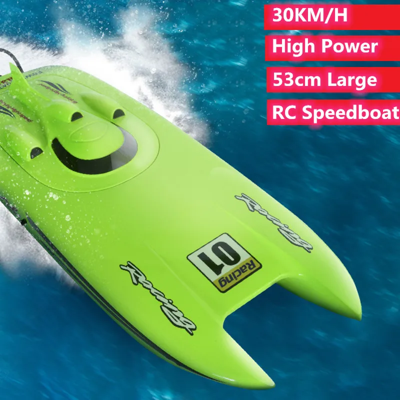 

30KM/H High Speed Remote Control RC Speedboat 53cm Large Size RC boat toy Mulit Function Racing boat summer Water play good gift