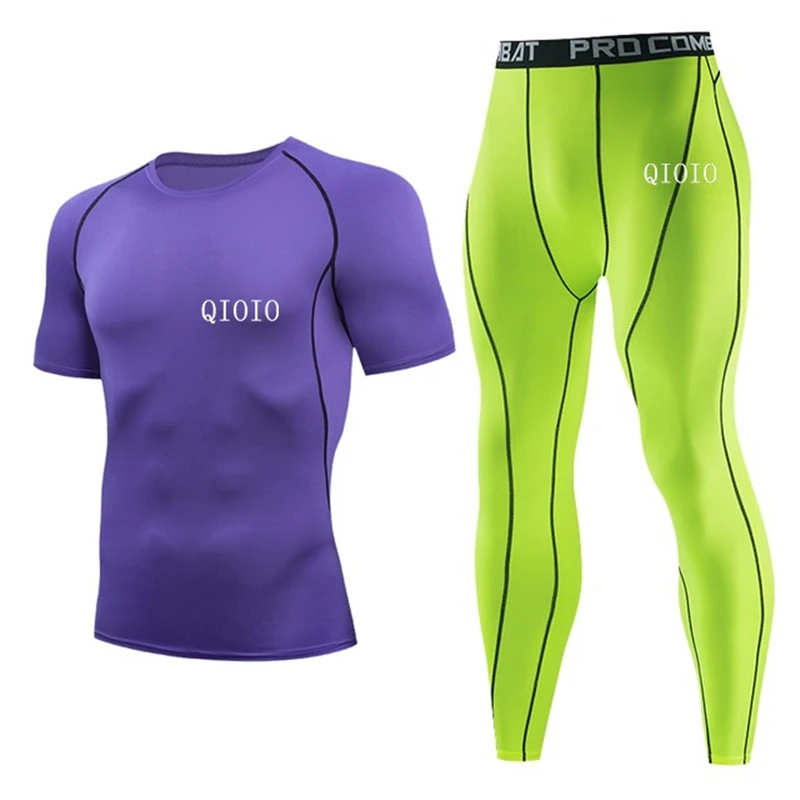 

Men's Gym Clothing Short Running Man Compression tights perspiration Track suit Gym Man black T shirt Sport Pants S-XXXX suit