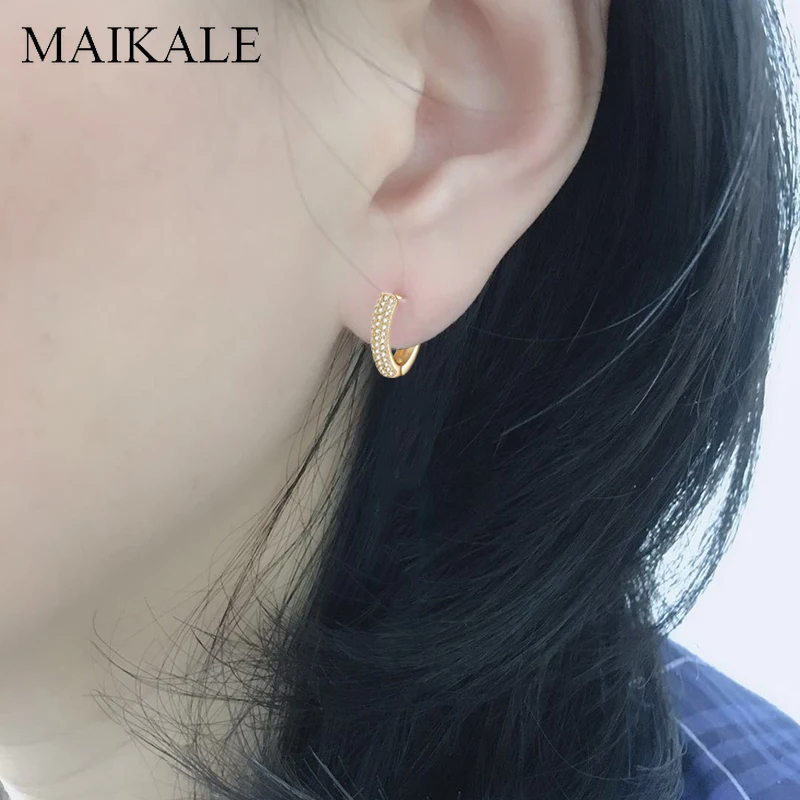 Серьги пусеты MAIKALE круглые серьги золотого и серебряного цвета с кубическим