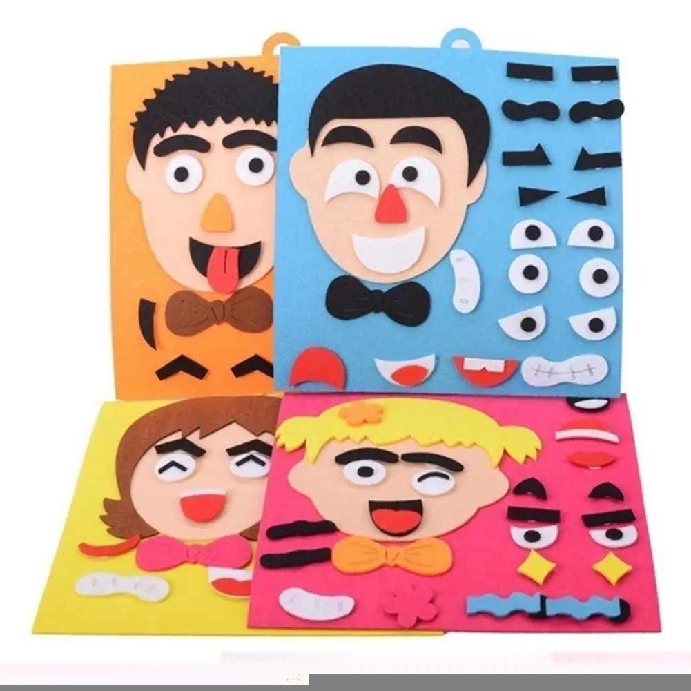

Kids Expression Emotion Change Game DIY Felt Fabric Craft Kit Montessori Teaching Aid Kindergarten Educational Learning Toy