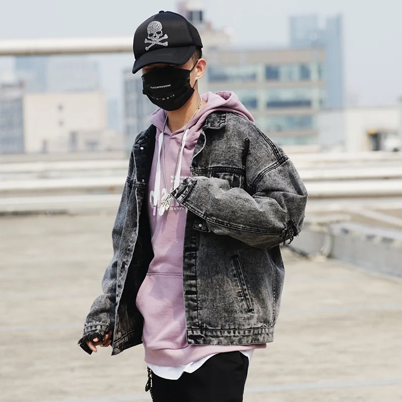 Мужская куртка весна 2020 ретро стиль индивидуальное отверстие уличный тренд