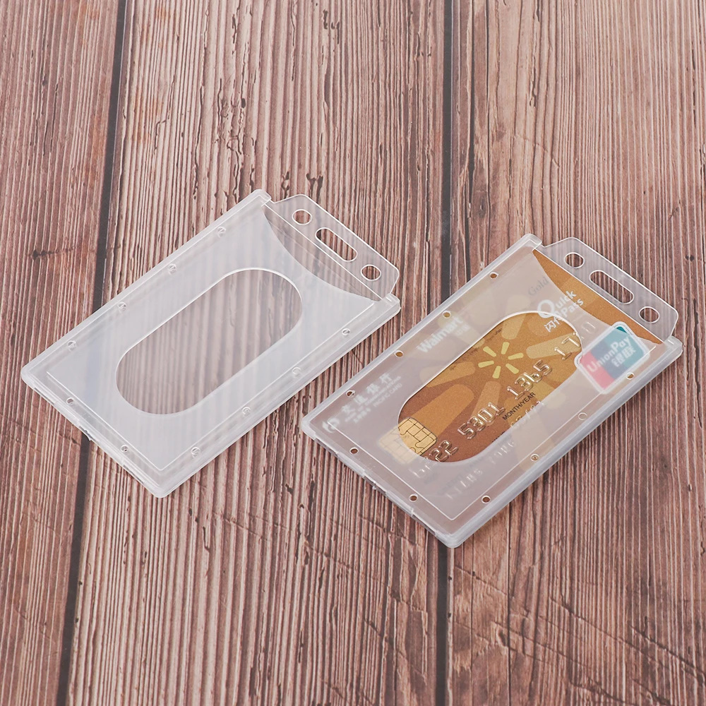 

3pcs Acrylic Plastic Multi-use Hard Plastic Badge Work ID Card Holder Protector Cover Case ID Card Holder Useful Design