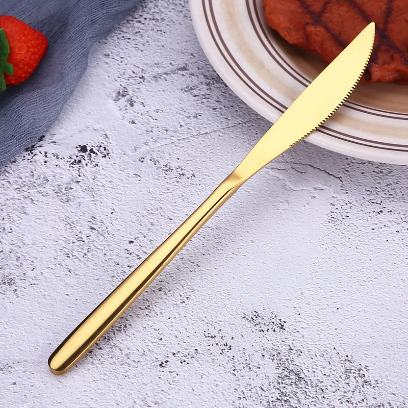 

5Pcs/set High-grade Stainless Steel Korean Thickened Golden Cutlery Western Steak Special Knife Household Tableware