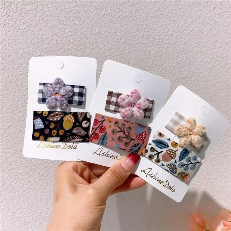 

2 шт., детские заколки для волос с цветочным принтом