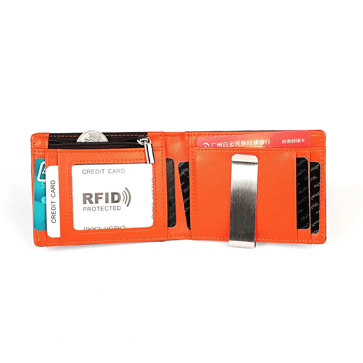 Модный кошелек из натуральной воловьей кожи RFID зажим для денег тонкая визитница двойные мужские денежный зажим держатель для денег на молнии карман для монет