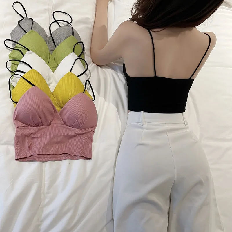 Топ женский из чистого хлопка с треугольными чашками и V-образным вырезом |