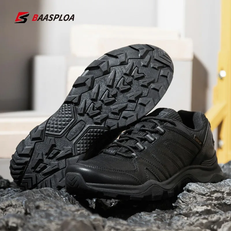 Baasploa 2023 Men's New Hiking Shoes Non-slip Wear-resistant Outdoor Travel Shoes Fashion Leather Comfortable Climbing Shoes