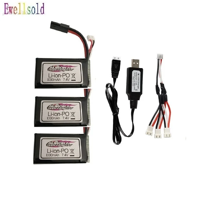 Ewellsold 7,4 v 1000mAh сменная батарейка/USB зарядное устройство для Xinlehong 9130 9136 9137 Высокоскоростной RC грузовик Радиоуправляемая машина XLH 9130