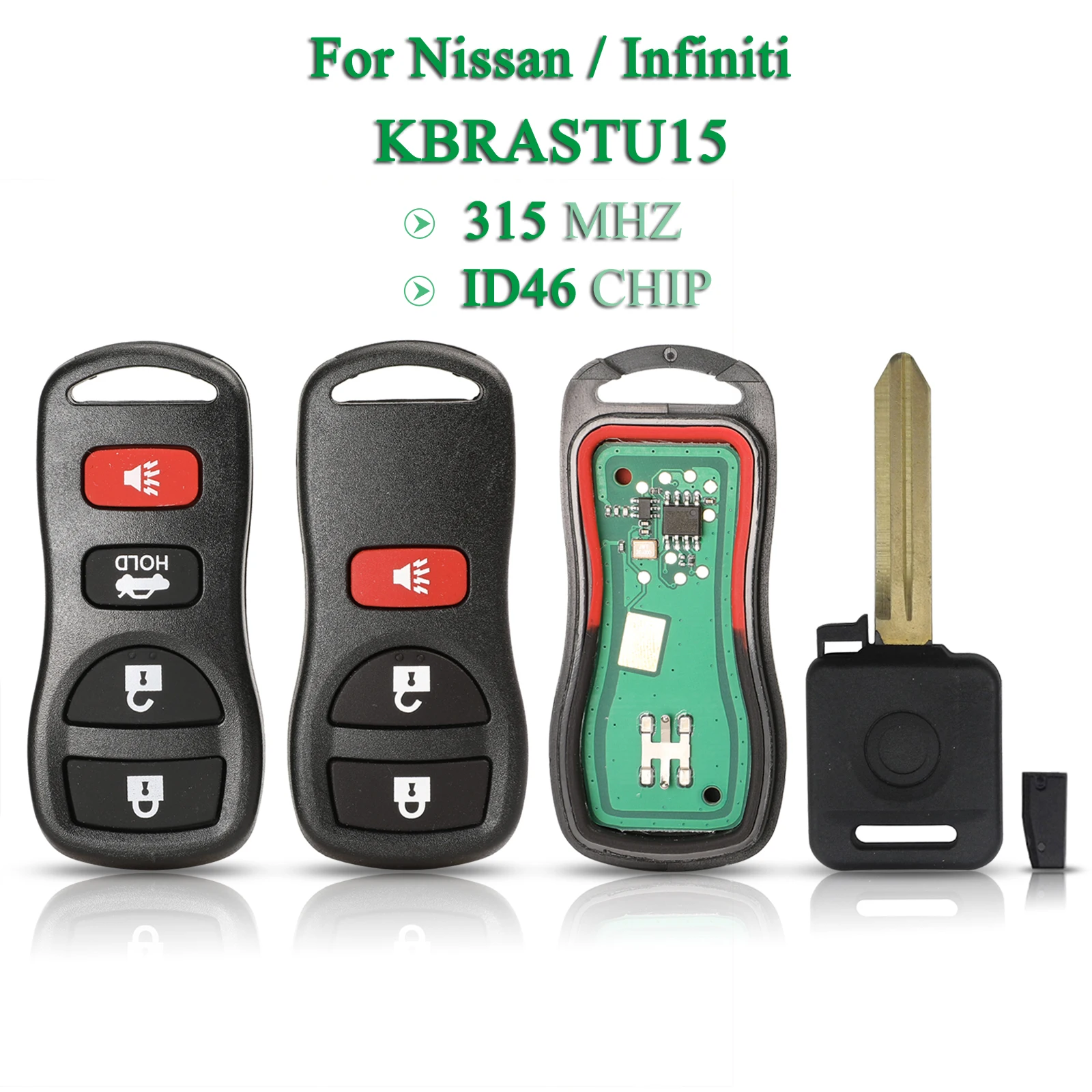 jingyuqin KBRASTU15 Remote Car Key 315Mhz For Nissan/Infiniti Frontier Murano Armada Pathfinder Versa Altima Maxima Xterra 3/4B