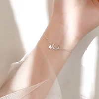 simple cute star moon pendant adjustable chain bracelet trendy exquisite shiny zirconia charm bracelet women jewelry lovers gift