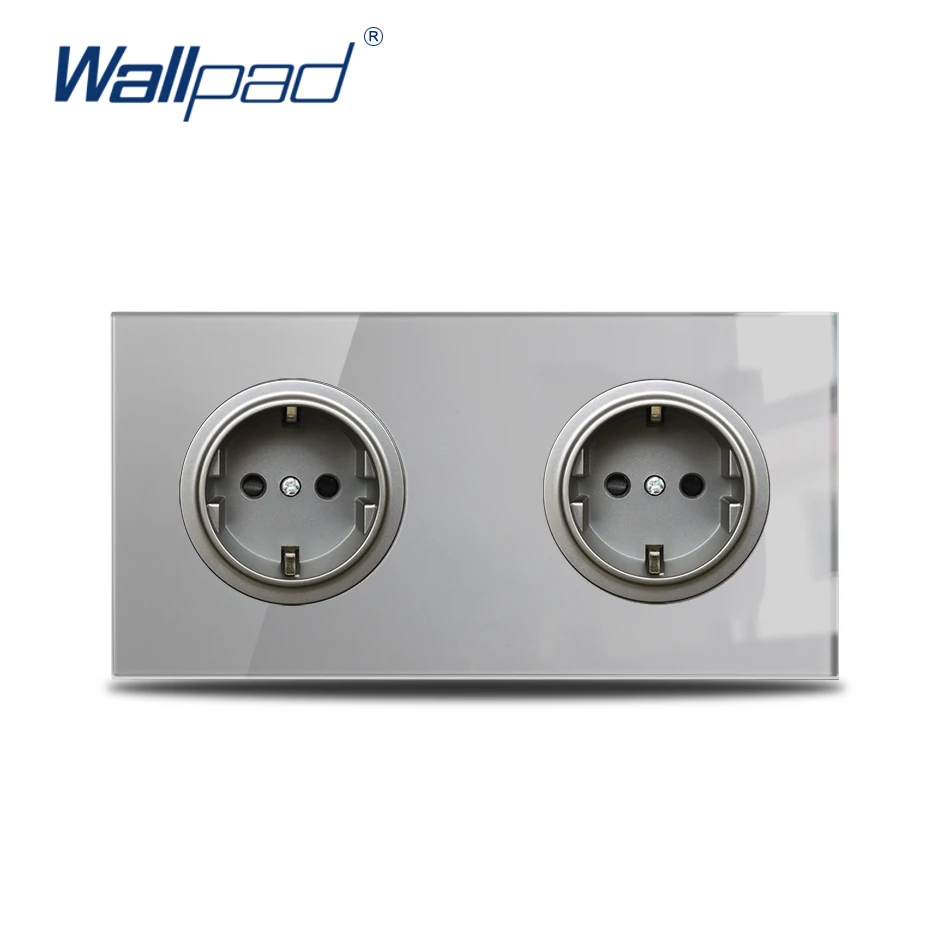 Wallpad L6 серая Стеклянная Двойная 2 полосная розетка европейского стандарта
