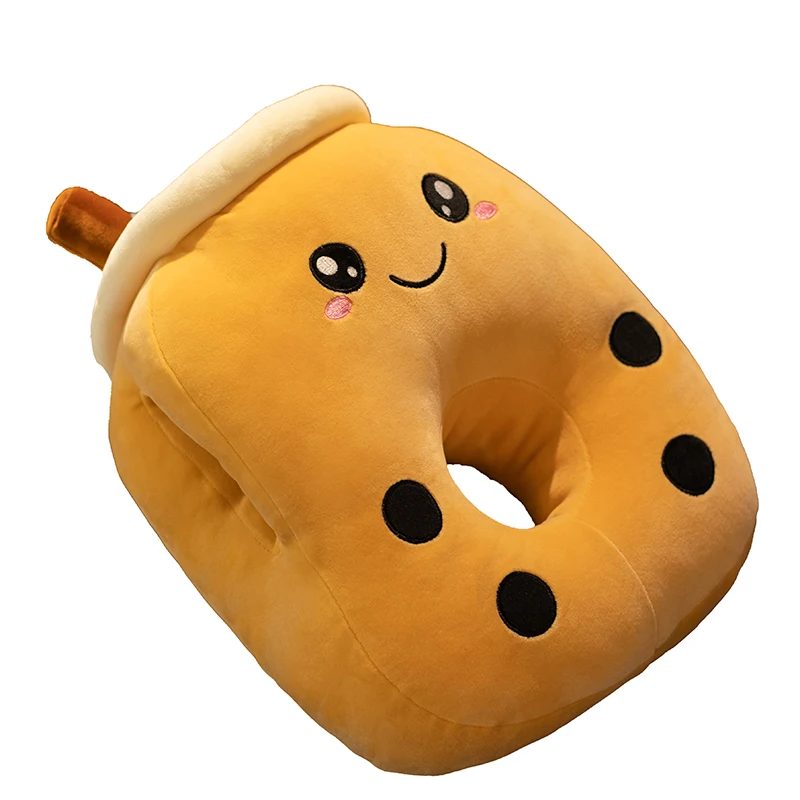 

Cute Soft Cartoon Bubble Tea Cup Nap Pillow Plush Toys Stuffed Fruits Drink Pillow Tube Adorable Back Cushion Funny Boba Food