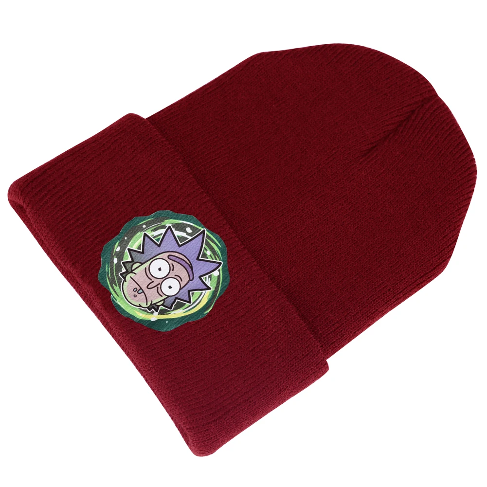 Вязаная Зимняя шапочка с мультяшным рисунком женская и мужская уличная