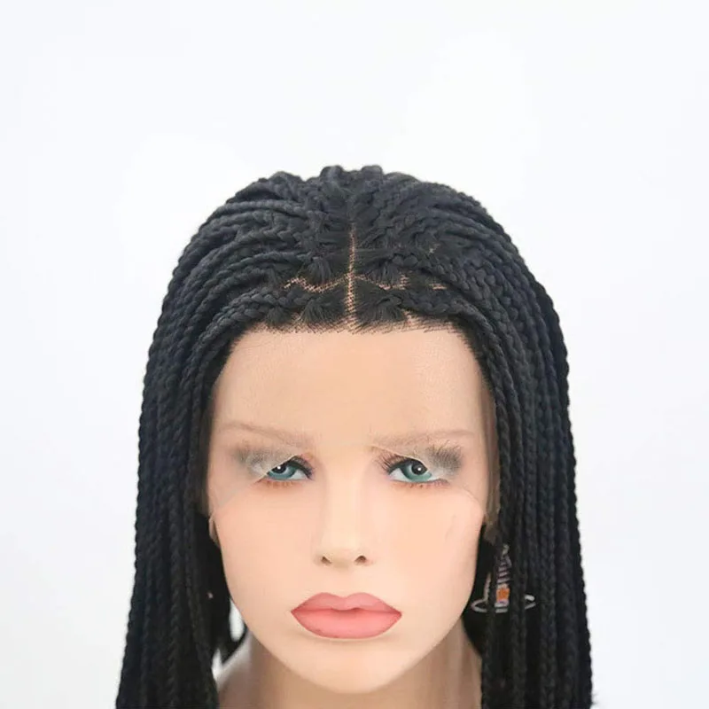 RONGDUOYI микро плетеные короткие Боб черные волосы косы синтетические кружевные