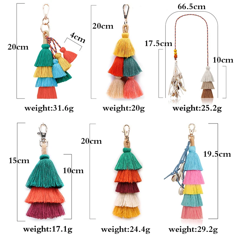 Брелок BOBIGIULAI Женский многоцветная сумка ручной работы с подвеской и кисточками