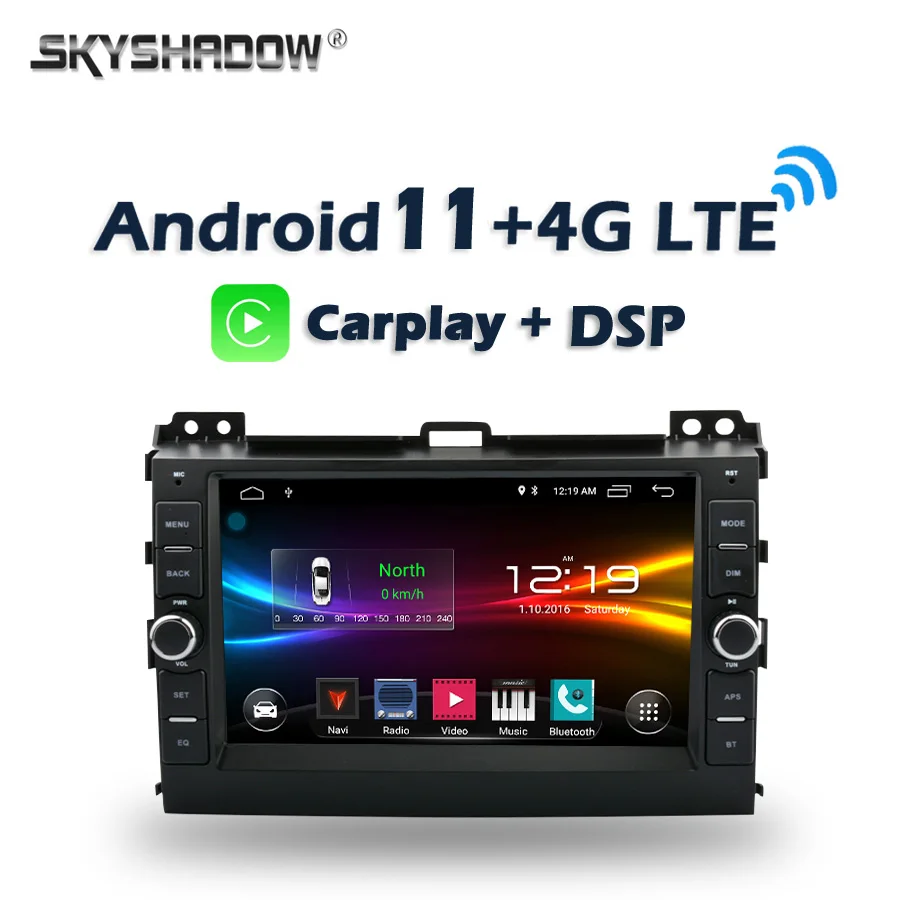 Автомобильный DVD-плеер Carplay 8 ГБ + 128 Гб Android 11 0 4G LTE DSP IPS GPS Wi-Fi Bluetooth радио для TOYOTA PRADO