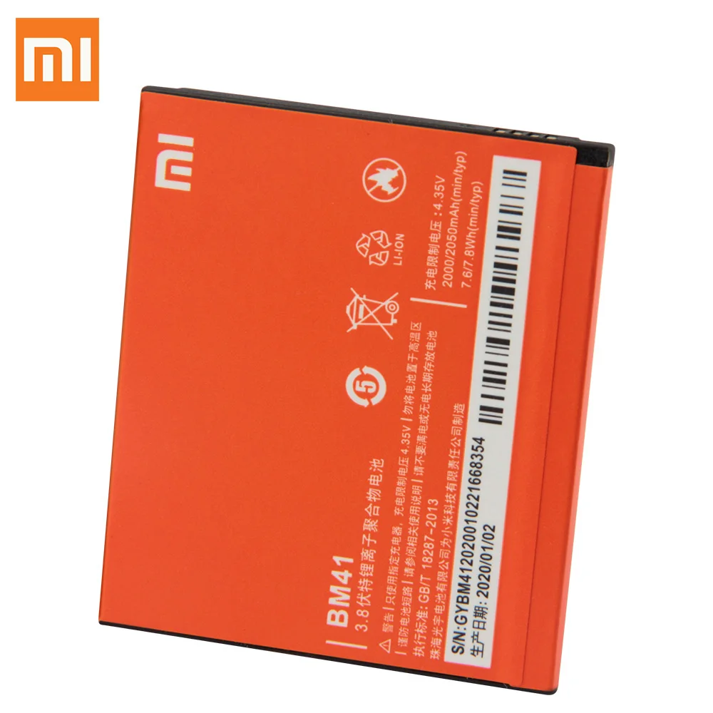 Оригинальная запасная батарея для Xiaomi Mi Redmi 1S 2 2A BM41 натуральная телефона BM40 BM44 2050