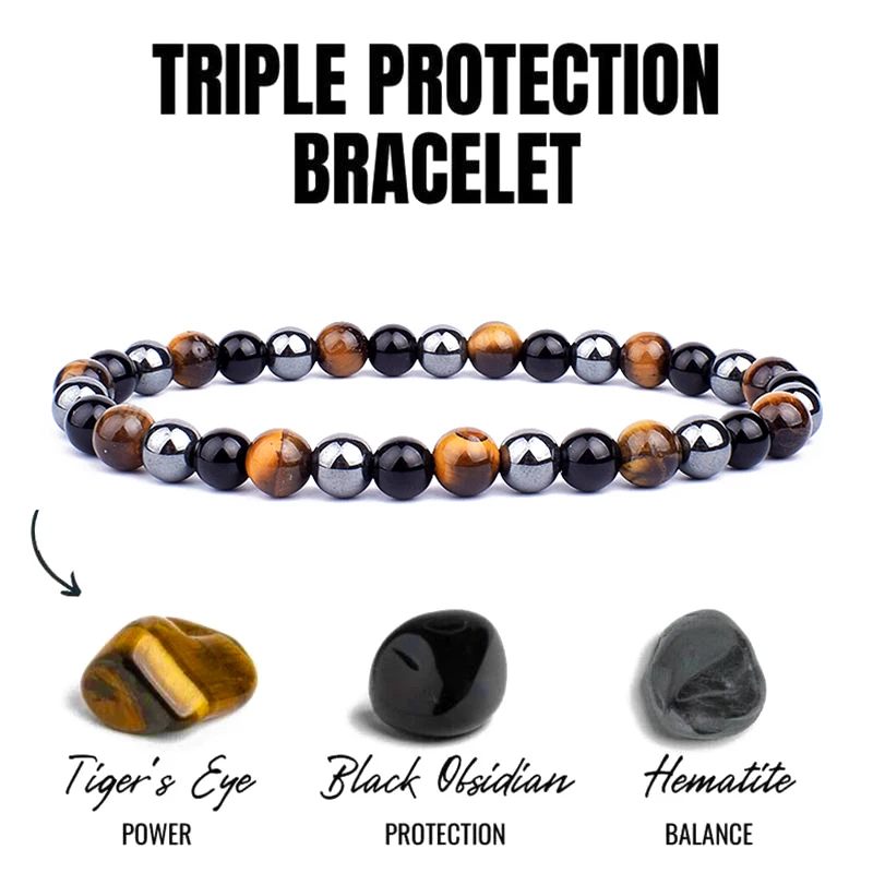 

6/8/10mm Natural Obsidian Hematite Tiger Eye Bead Bracelets Men for Magnetic Health Protection Women Soul Jewelry Pulsera Hombre