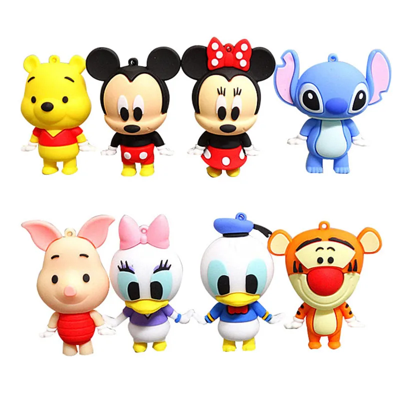

8pcs/Set Disney Mickey Minnie Donald Duck Stitch Tiger Pooh Bear Figure Model Desktop Ornaments Decorative Doll Kids Cartoon Toy