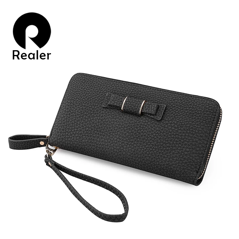 Маленькая женская сумка REALER Женский кошелек повседневный Длинный на молнии