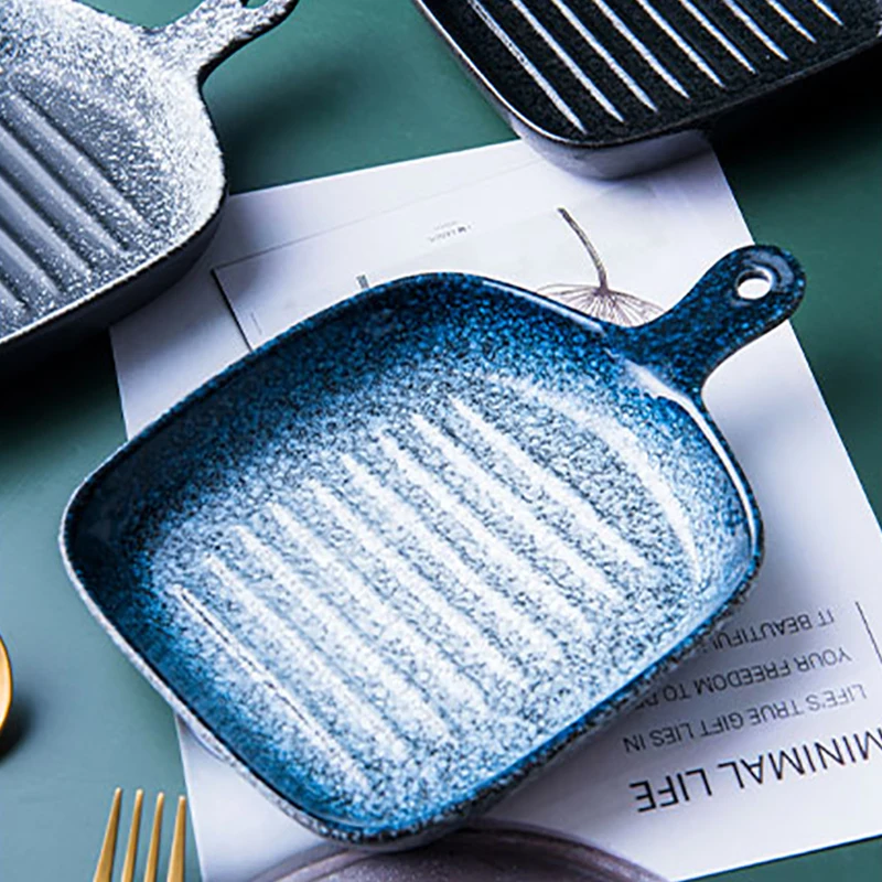 Керамическая тарелка RUX в японском стиле с ручкой для запеченного риса пиццы