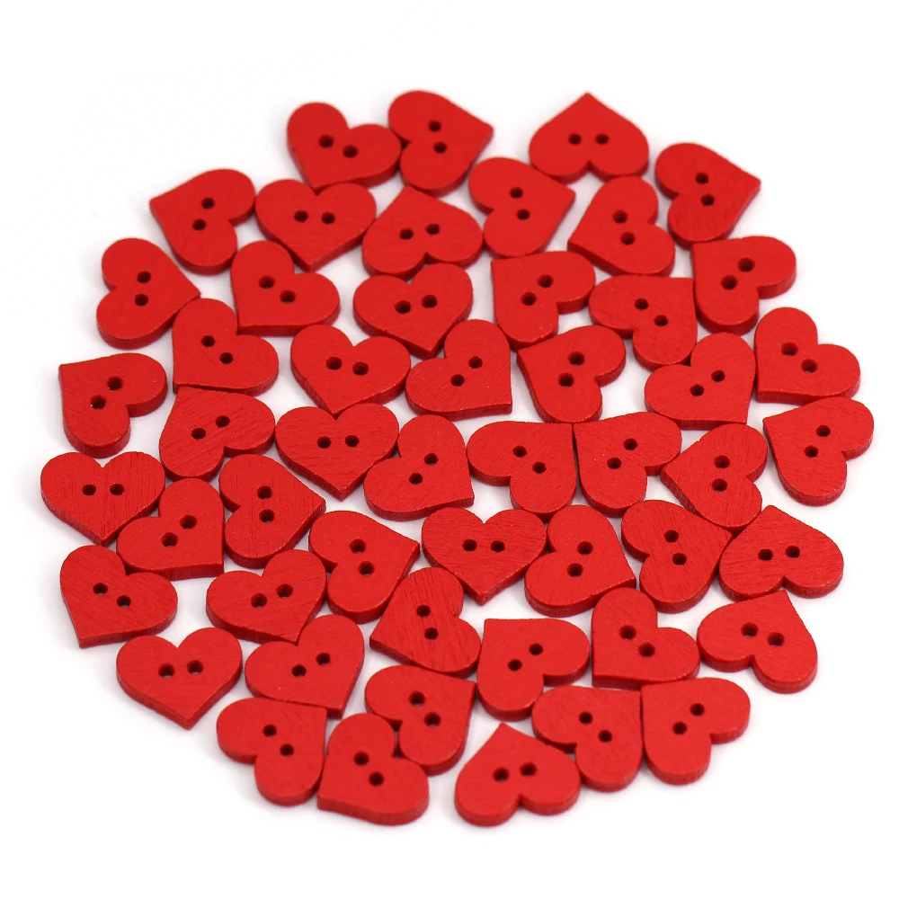 50 шт. кнопки деревянная в форме сердца для одежды 2 отверстия швейная кнопка