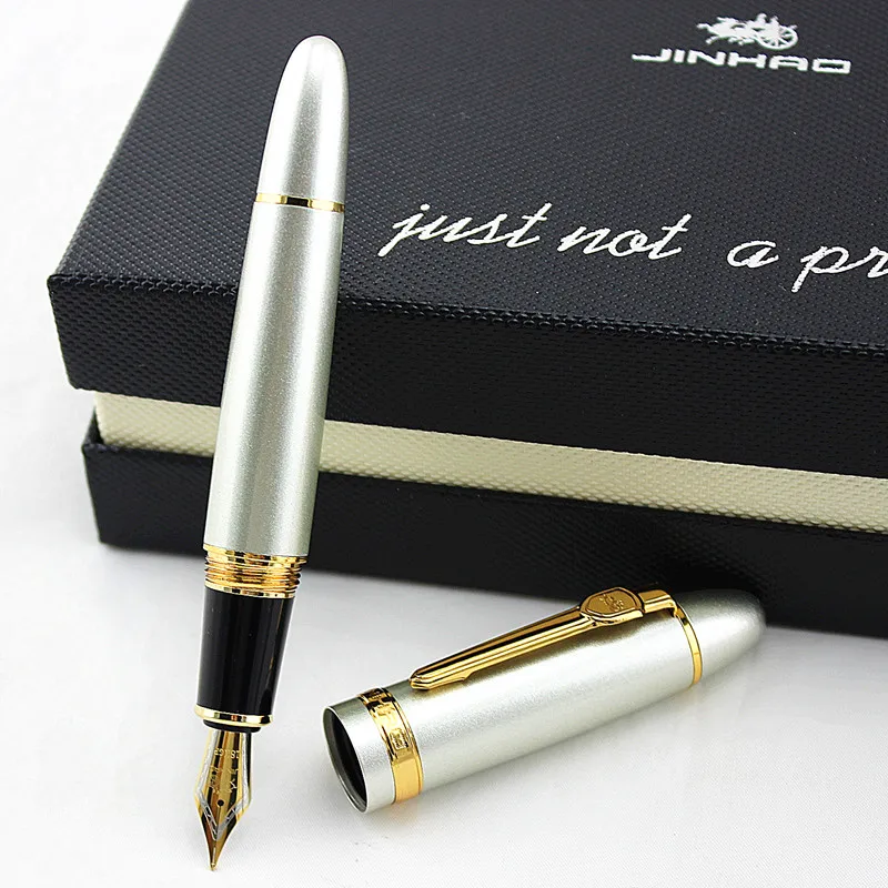 JINHAO 159 Европейский металлическая авторучка иридий средней чернильная ручка NIB, благородный белый Цвет для офиса Бизнес подарок расходные материалы