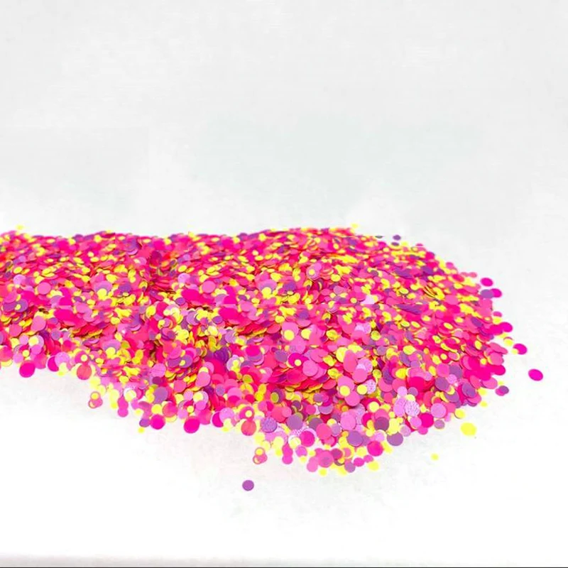 

1 Bag 50G Neon Neon Confetti Glitter Dots Neon Rainbow Multi-colored Chunky Glitter Nail Art Decoration Slime Glitter - 50 grams