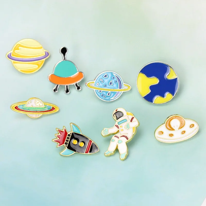 2 шт. креативный мультяшный космонавт космическая серия брошка с каплями масла