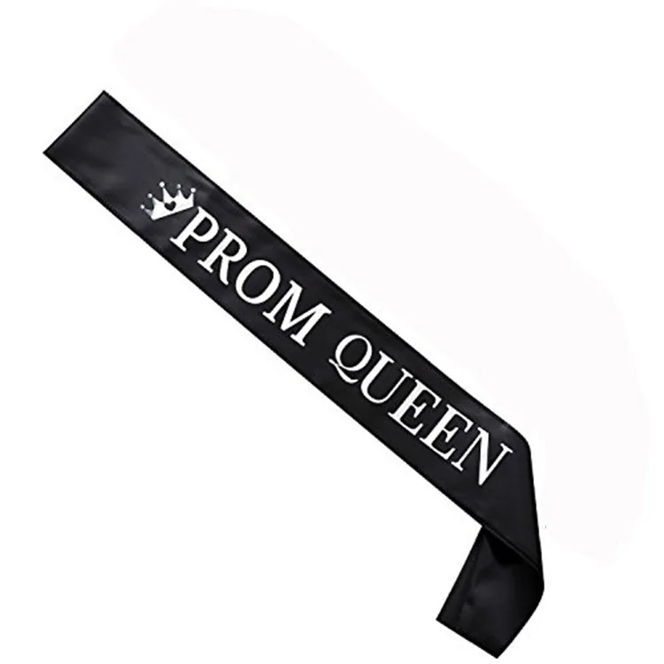 black queen For men women Ribbons Sash Shoulder Strap Golden letters prom king queen Party Gifts Decor - Цвет: black queen