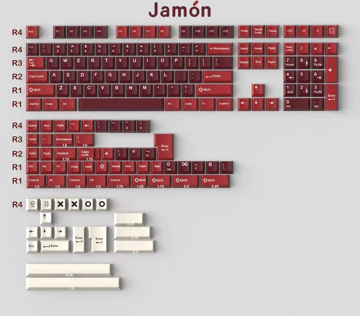 G-MKY 173 колпачки для клавиш Monster/Red Samurai Cherry Profile DOUBLE SHOT ABS PBT шрифт механической