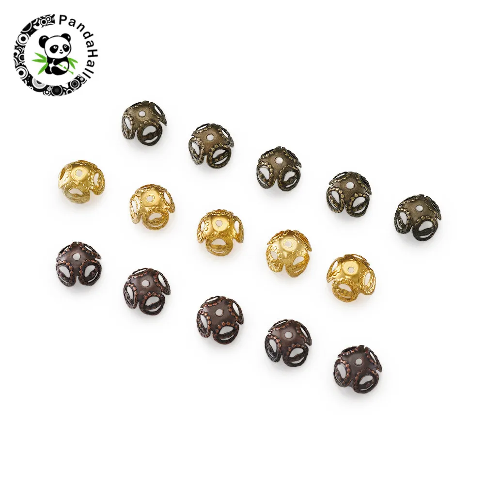 Колпачки для бусин железные 8x5 мм 4 лепестка без никеля самостоятельного