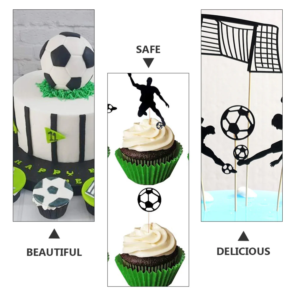 

1 Set of 36pcs Dessert Picks Football Theme Cake Decors Cupcake Toppers