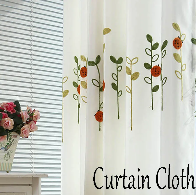 Curtain Cloth Зеленые листья вышитые шторы из пряжи для гостиной мультфильм занавески от насекомых для детской комнаты WP121#30 - Цвет: Curtain Cloth
